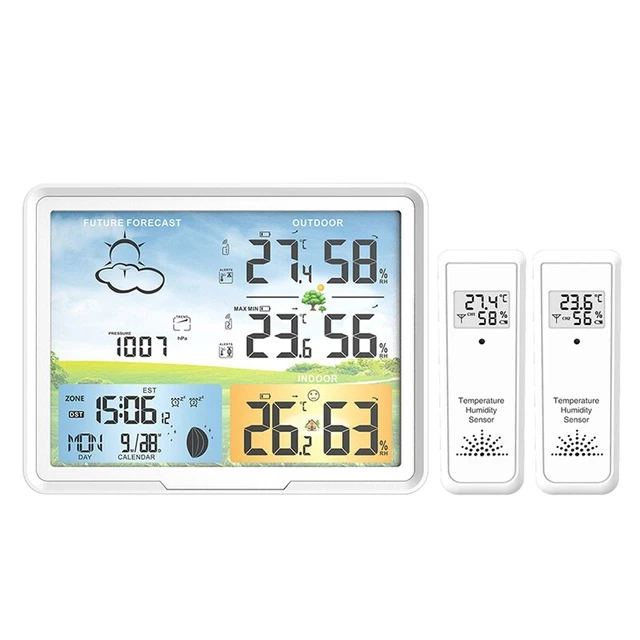 2X(Reloj de EstacióN MeteorolóGica para el Hogar, TermóMetro Digital InaláMbri3)