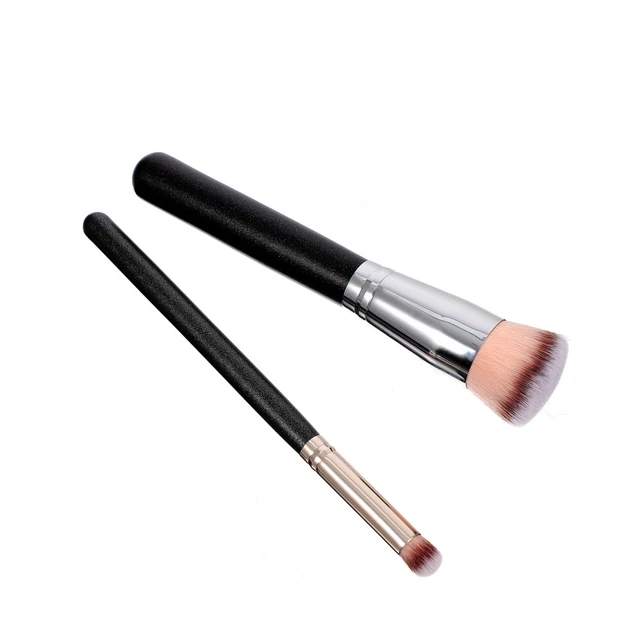 2 pz Set 2 Pz Spazzolini Trucco Ombra Occhi Spazzola Fondotinta Nero