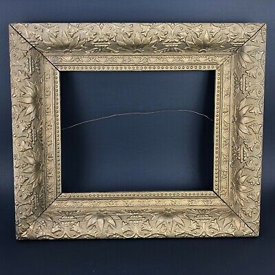 Antique 19c Vtg Gilt Gold Ornate Gesso Frame Wood Rococo Victorian Fine Art Old