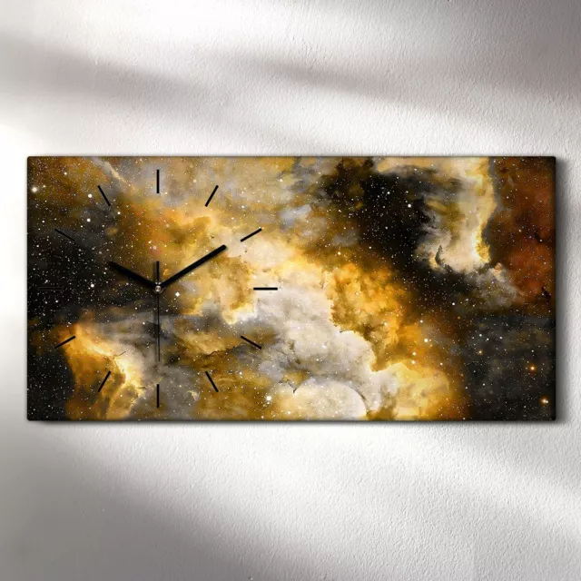 Wandkunst Leinwand Bild Uhr Geräuschlos Kunstdruck 60x30 Weltraum Universum