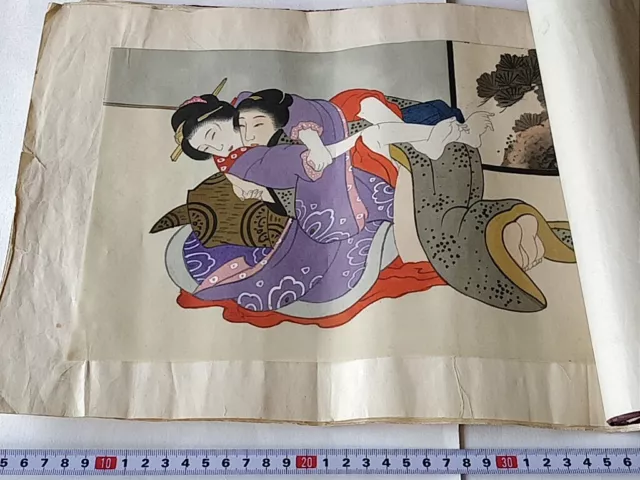 Japanese Shunga Paper 12 picture set UKIYOE Erotic woodblock print -b327-