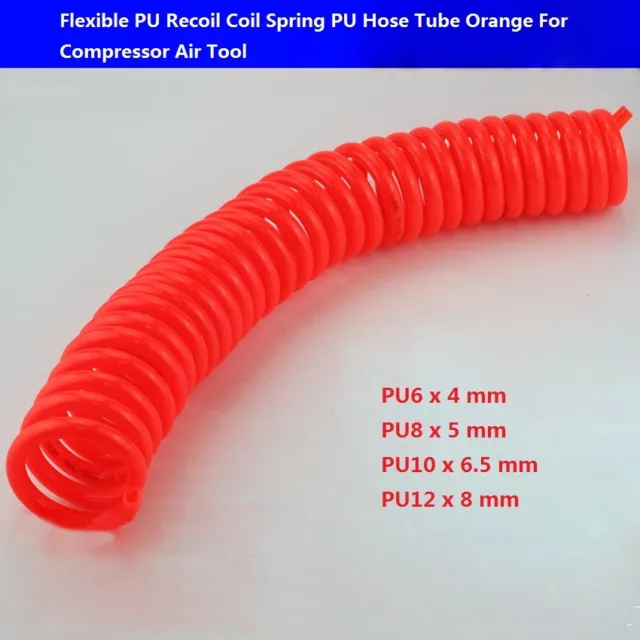 Flexible PU Recoil Coil Spring Hose Tube Orange For Compressor Air Tool