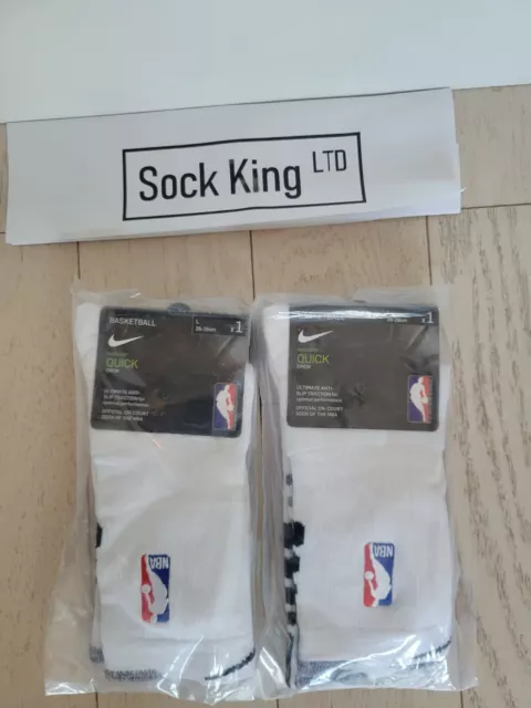 NIKE NBA ELITE Socks - Power Grips/Grip Quick - White/Black- Large