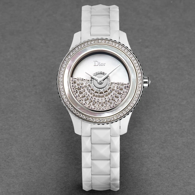 Christian Dior Women CD123BE1C001 White VIII' MOP Dial Diamond Set Ceramic Watch 4