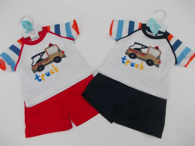 BNWT Baby Bambino Piccolo Rimborsato Camion Estate T-Shirt E Shorts Completo