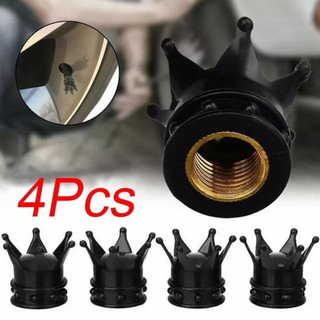 4× Crown Style Car Tire AirValve Stem Screw Cap Covers Accessories Rims S8Q3