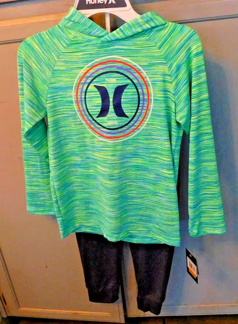 Hurley 2 piece green/gray pullover hoodie set youth sz 7 NWT