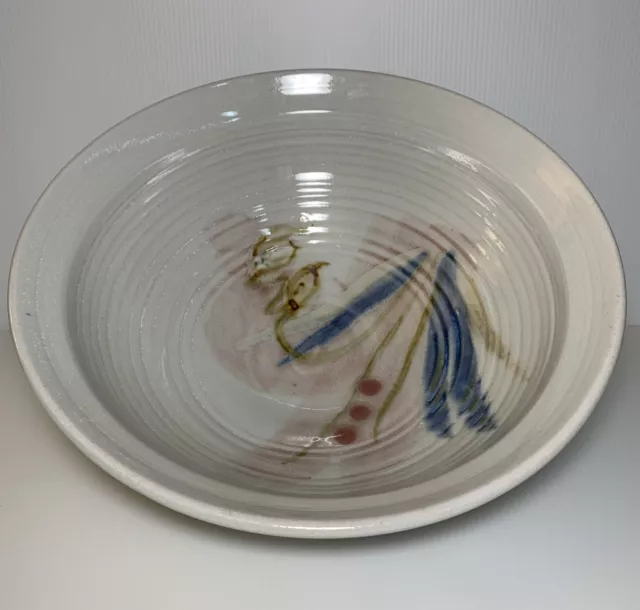 Clarksville TN Art Pottery Multicolor Drip Glaze Wheel Thrown Serving Bowl 12"