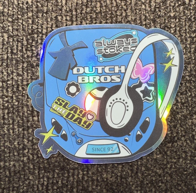 DUTCH BROS STICKER August DROP 2023 90’s Portable CD Player SLAY Stoked