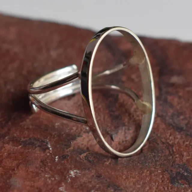 925 Sterling Silver Handmade Blank Oval Base Bezel Ring DIY Jewelry Supplies