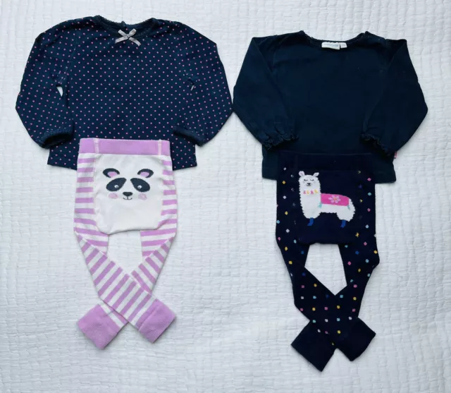 Baby Girl Bundle 12-18 Months Jojo Maman Bebe Pink Blue Tops Legging Vgc