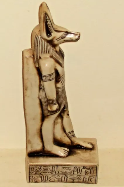 Ancient Egyptian Anubis God of Death & Watcher of Mummies white basalt carving