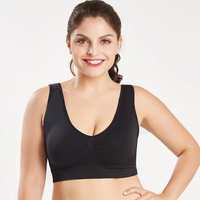 2x Damen Sport BH Fitness Top Bustier Bra ohne Bügel Unterwäsche Gr. S-3XL L5H9 2