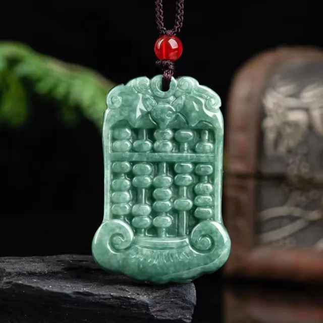 .Jade Pendant Natural Burma A Jadeite Hand Engraving Mouse abacus Statue y77