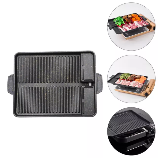 Barbecue Grill Plate Rectangular Indoor Griddle Fry Pan Portable Bakeware