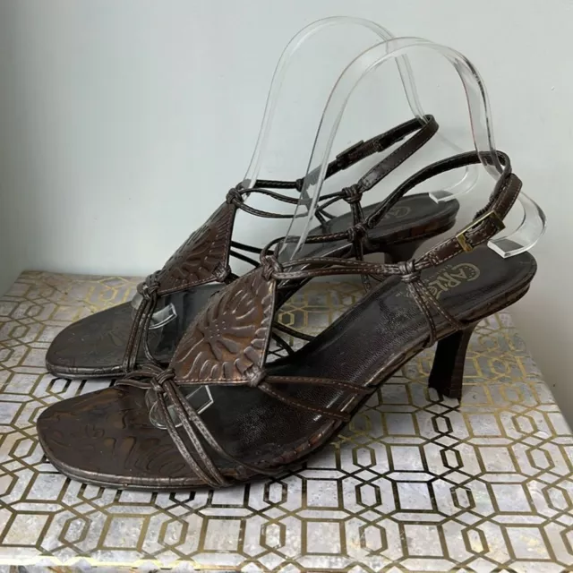 Carlos Santana Mambo Leather Strappy Slingback Heels Women's size 8