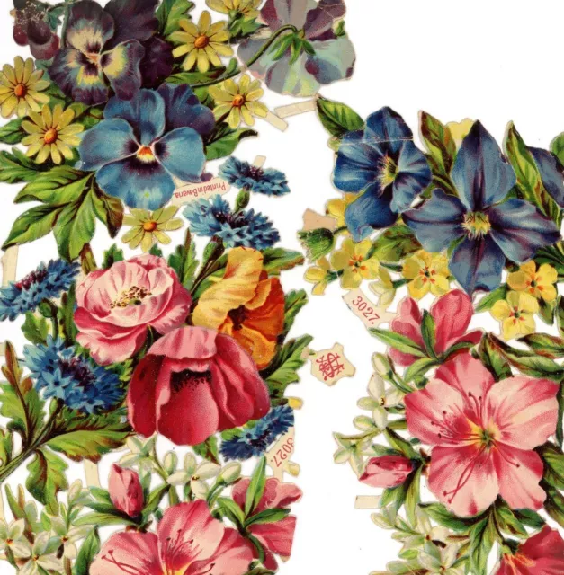 Antique Victorian Die Cut Scrap part sheet 5 flowers flora lovely 1880s #43