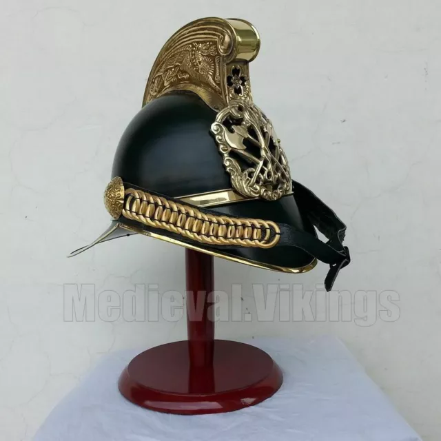 Casque de pompier en chef noir réplique armure style antique portable avec...