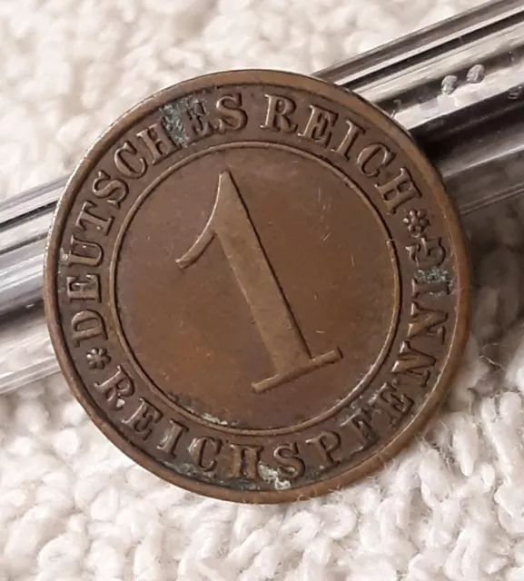 1935 A  1 Pfennig  ~ Germany Bronze Penny ~ German 1pf. Coin, Heavily Circulated