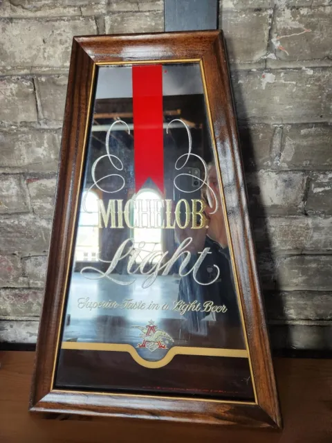 Michelob Light Mirrored Hanging Beer Sign ** Anheuser-Busch** Back Bar Sign