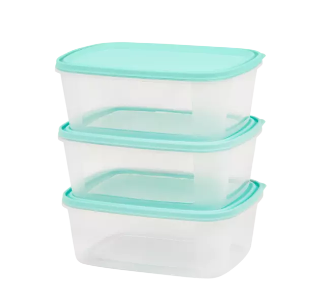 3 x 2 Litre Plastic Food Storage Containers Set Microwave Freezer Safe BPA Free