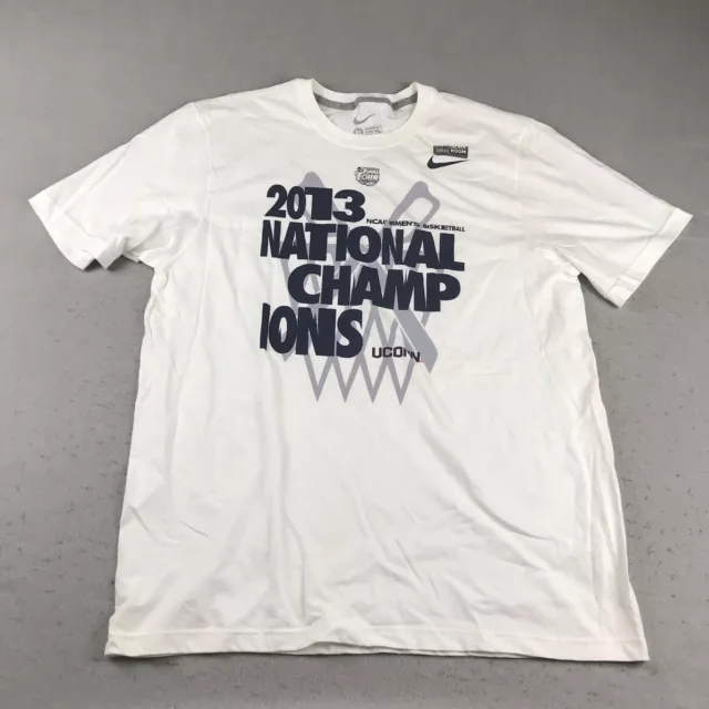 Nike UCONN Shirt Womens XL White Regular Fit 2013 National Champions Final Four