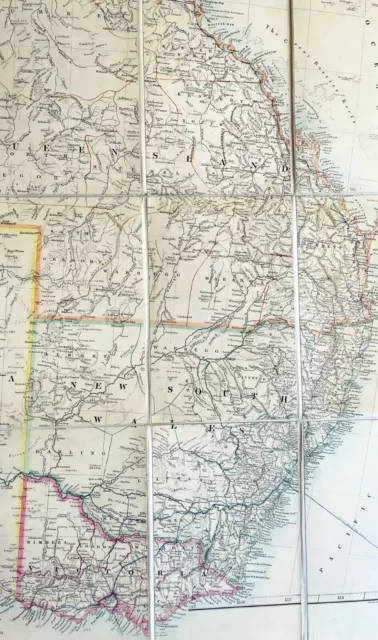 1882 Edward Stanford Large Folding Antique Map Eastern Australia, QLD, NSW, Vic 3