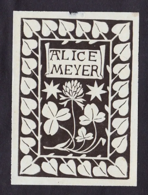 Exlibris für Alice Meyer flowers Blumen Ornament star Stern