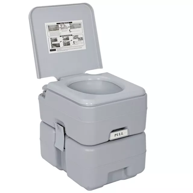 6.6 Gallon Portable Camping Toilet 20L Flush Travel Mobile Potty Indoor Outdoor