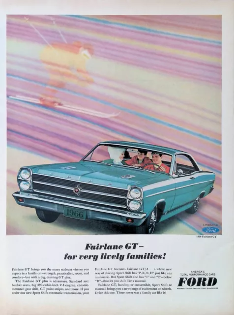 Print Ad 1965 Ford Motor Company Fairlane GT Sport Shift Transmission Hardtop
