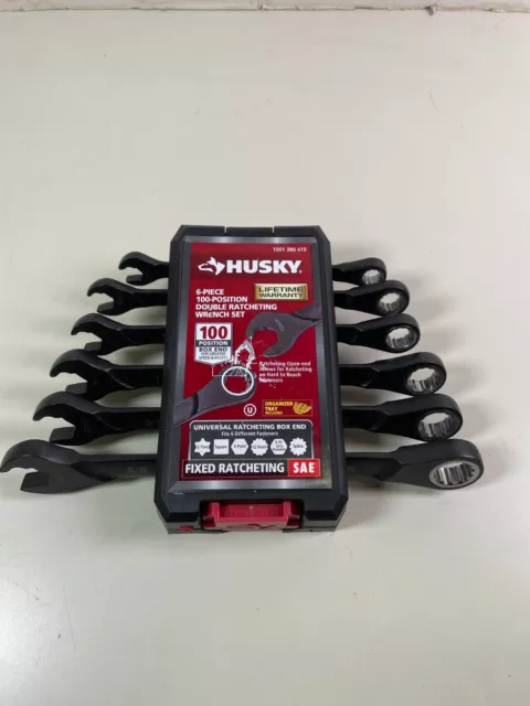 Husky 6 Piece 100 Position Double Ratcheting Wrench Set SAE 1001 380 415