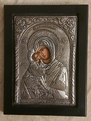 ¡Icono bizantino griego ortodoxo de la Santa Madre de Dios plata esterlina!!¡!