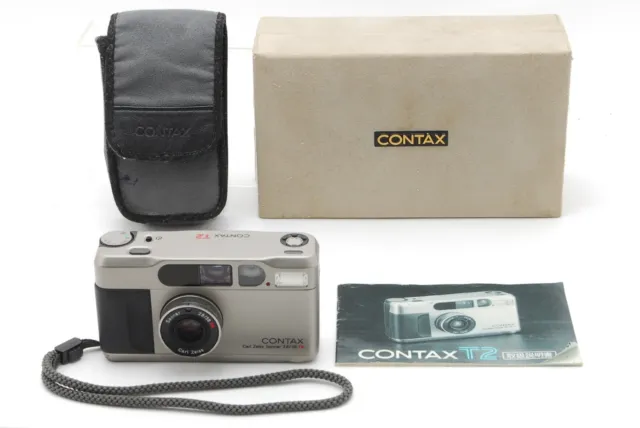 【NEAR MINT in Box】 Contax T2 Titan SILVER 35mm Point & Shoot Film Camera JAPAN