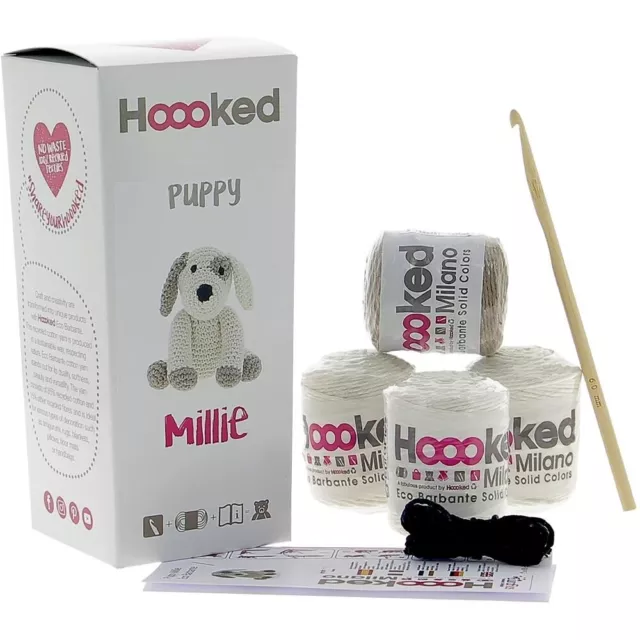 Puppy Hoooked Amigurumi DIY Kit W/Eco Barbante Yarn