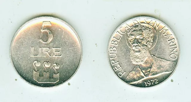 5 Lire 1972     San Marino