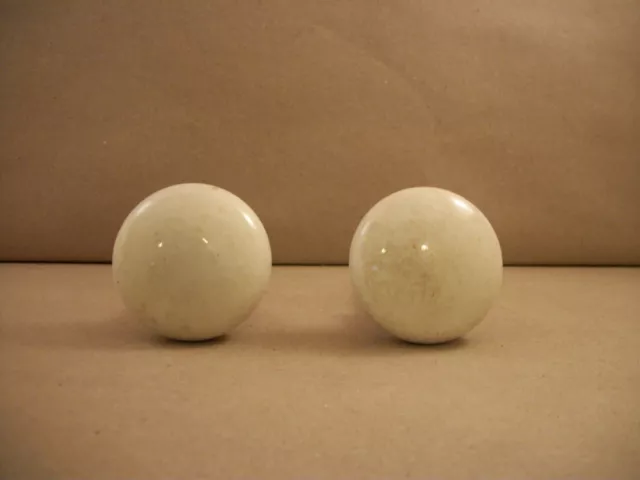 2 Vintage/Antique White Round Marble Porcelain Door Knobs