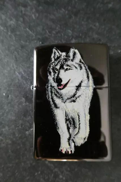 New Zippo Lighter "STRIDING WOLF” Design On Chrome Finish