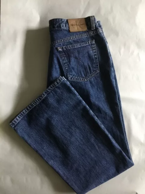 Vtg. Calvin Klein Jeans Double Stone Washed Flare Leg Blue Size Women's Junior 9