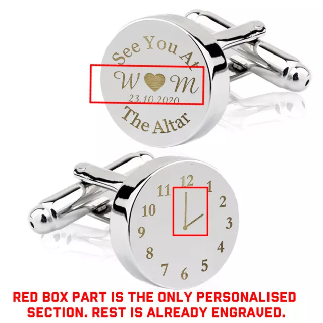 Personalised Mens Cufflinks Custom Engraved Engagement Wedding Day Groom Gifts 2