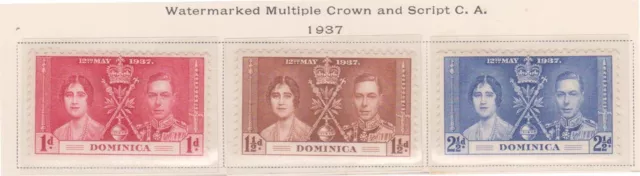 (F195-24) 1937 Dominica set of 3stamps KGVI coronation MH (X)