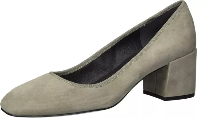 Kenneth Cole New York Womens Eryn Low Heel Square Toe Dress Pump Grey Suede 7 US