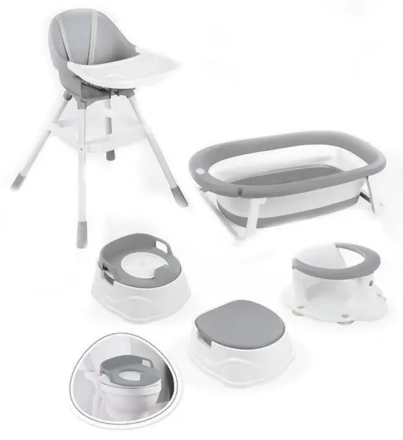 Dolu 6 in 1 Baby Set with Highchair Potty Adapter Stepstool Bath and Bath Seat