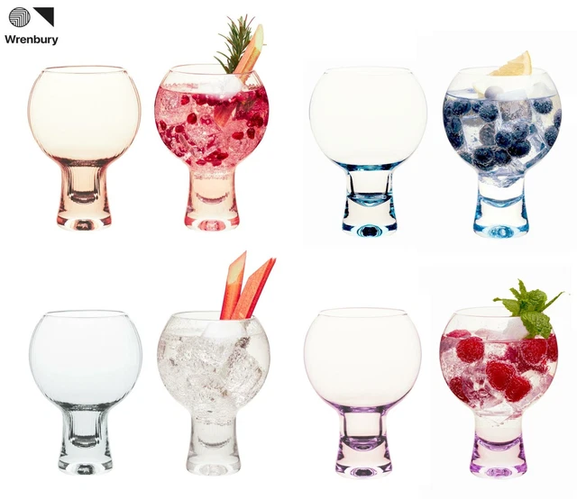 WRENBURY SET OF 2 Gin Glasses, Short Stem Glass 540ml Blue Purple £19.