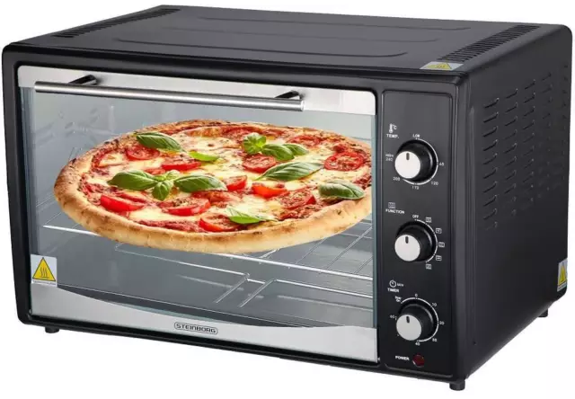 45 Liter Minibackofen mit Umluft Pizzaofen Mini Backofen Mini-Backofen 1800 Watt