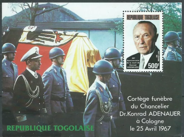 Togo #C558 MNH S/S Konrad Adenauer 20th Death Anniv