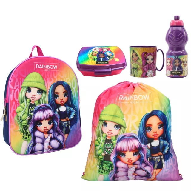 Rainbow High Mochila 3D Escuela Guardería Bolsa Botella Lonchera Netflix Serie