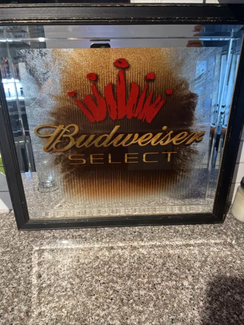Budweiser Select Bar Mirror Picture 24.5x22.5 Pub Tavern Man Cave Decor