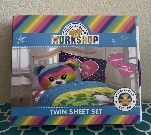 BUILDABEAR RAINBOW MICROFIBER Twin Sheet Set for Little Twin 38.99