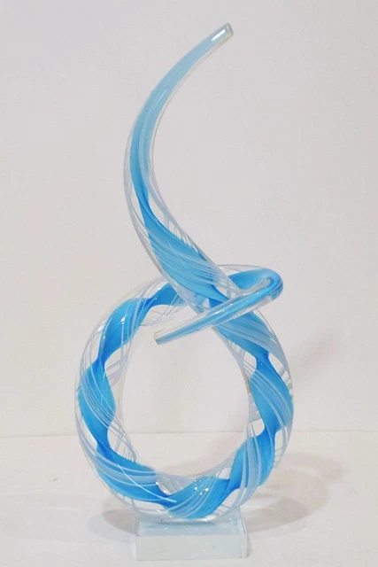 Murano Blue Glass Ribbon Knot Sculpture