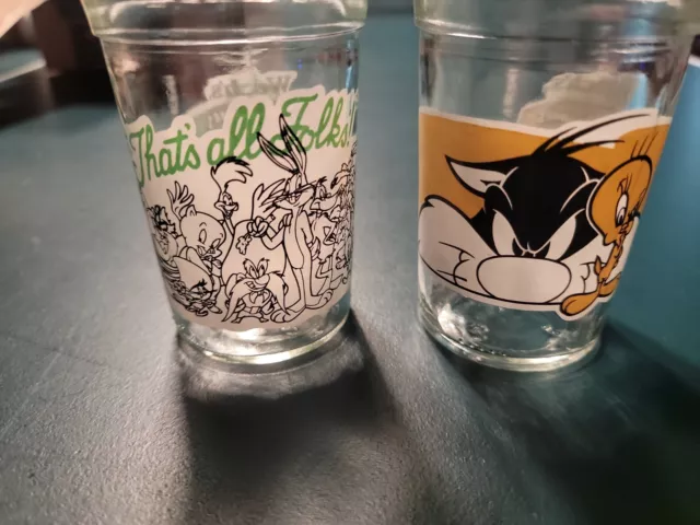 Lot of 2 Welch's Looney Tunes Jelly Jar Glasses